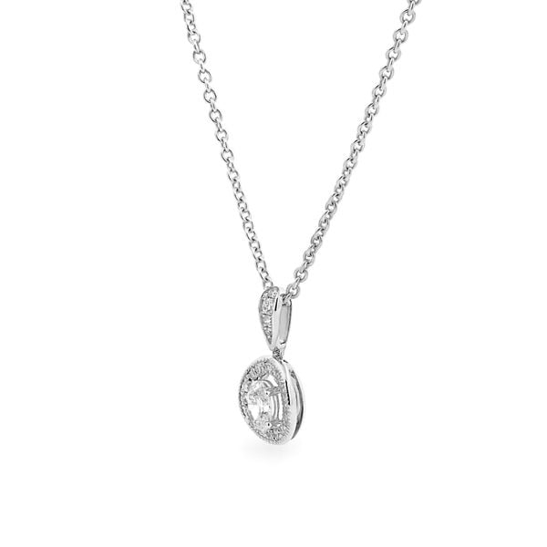Dây liền mặt vàng trắng 14K gắn kim cương DOJI ALPR000007F2DA1