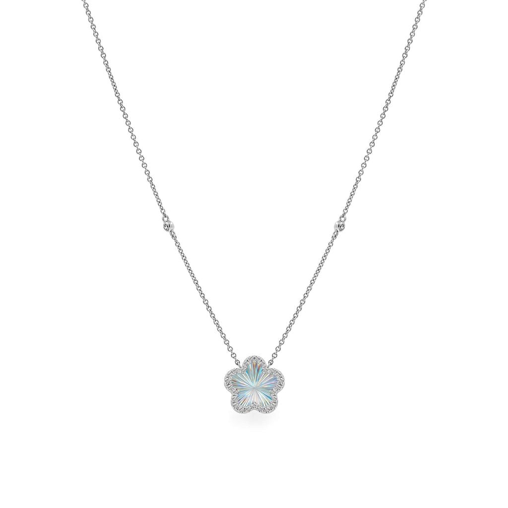 Dây liền mặt vàng trắng 14K gắn kim cương DOJI ALPR400233F2DA1 