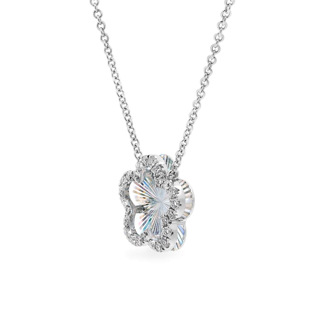 Dây liền mặt vàng trắng 14K gắn kim cương DOJI ALPR400233F2DA1 