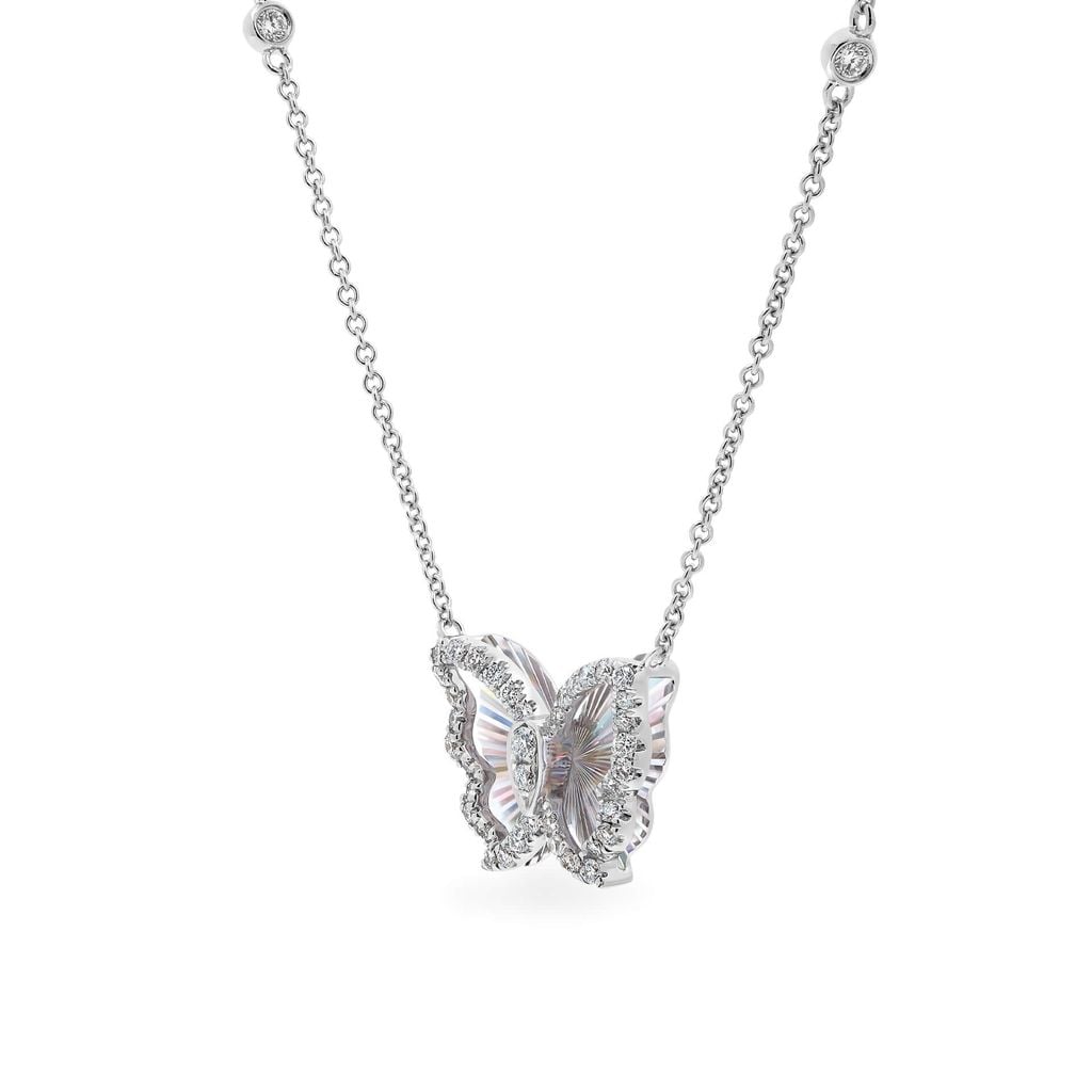 Dây liền mặt vàng trắng 14K gắn kim cương DOJI ALPR400235F2DA1 