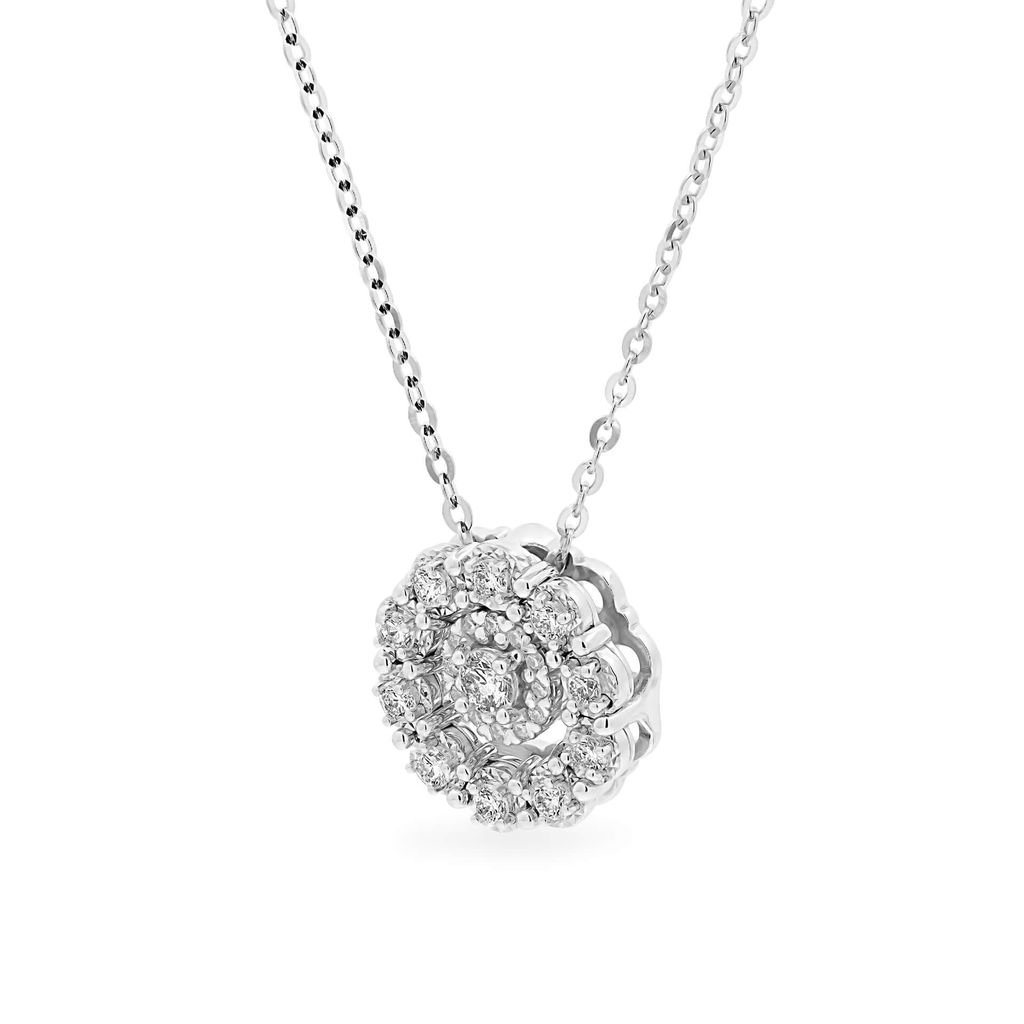 Dây liền mặt vàng trắng 14K gắn kim cương DOJI ALPR600075F2DA1 