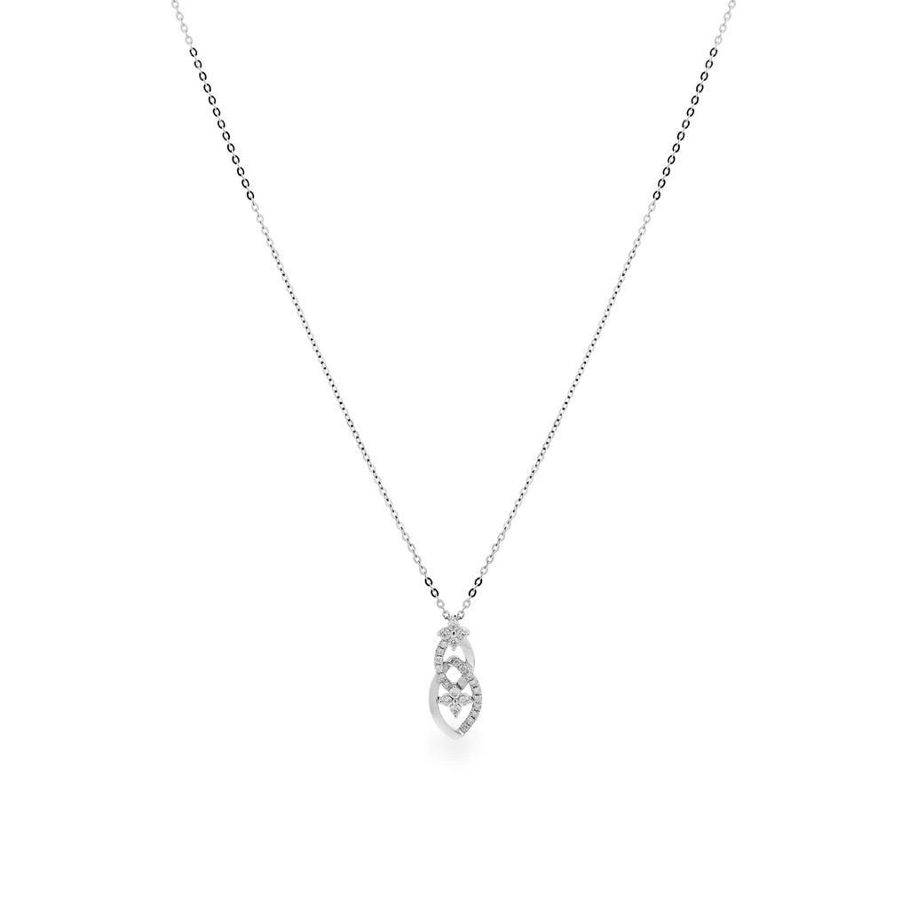Dây liền mặt vàng trắng 14K gắn kim cương DOJI ALPR600101F2DA1 
