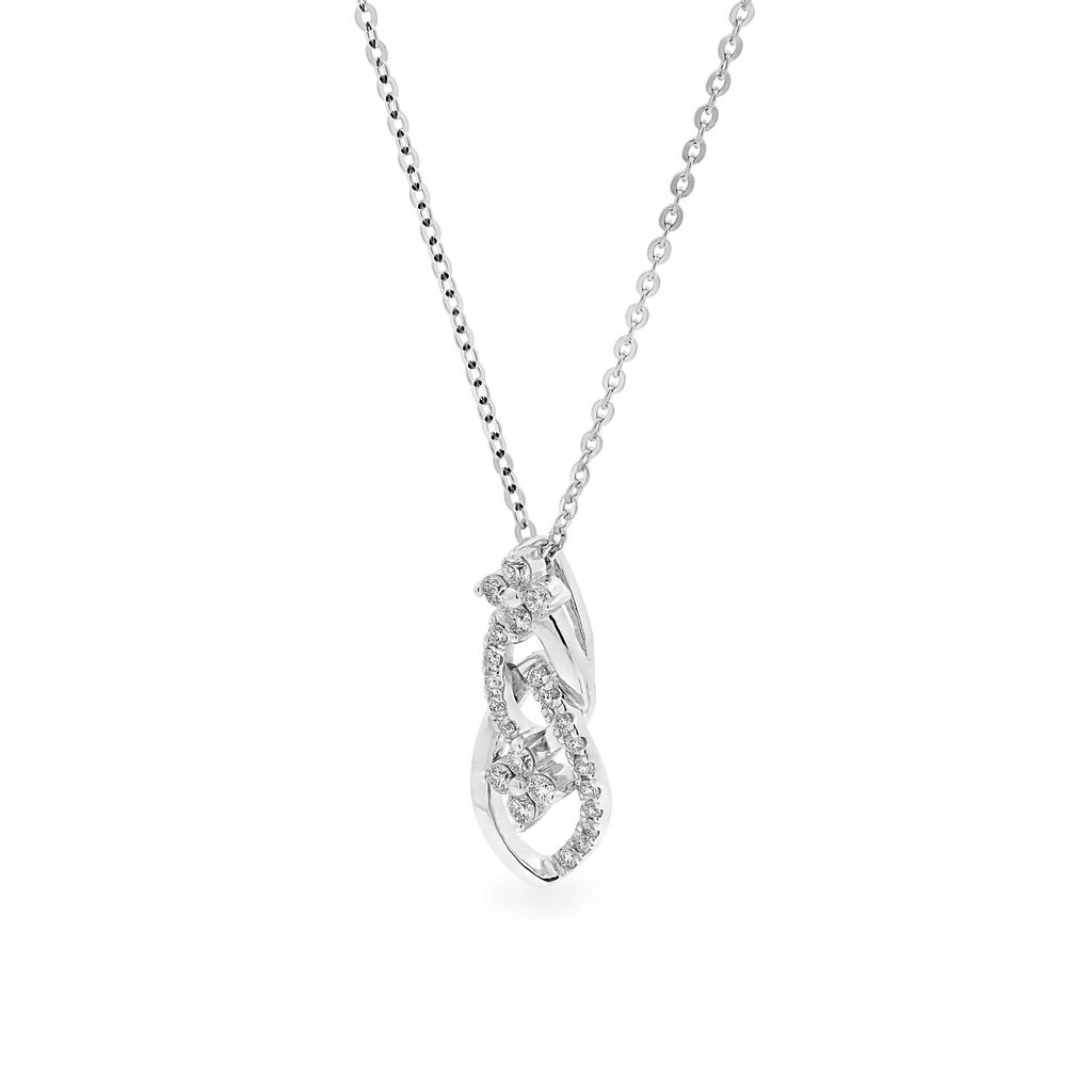 Dây liền mặt vàng trắng 14K gắn kim cương DOJI ALPR600101F2DA1 