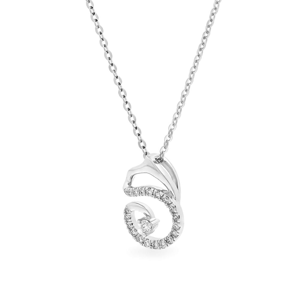 Dây liền mặt vàng trắng 14K gắn kim cương DOJI ALPR600102F2DA1 