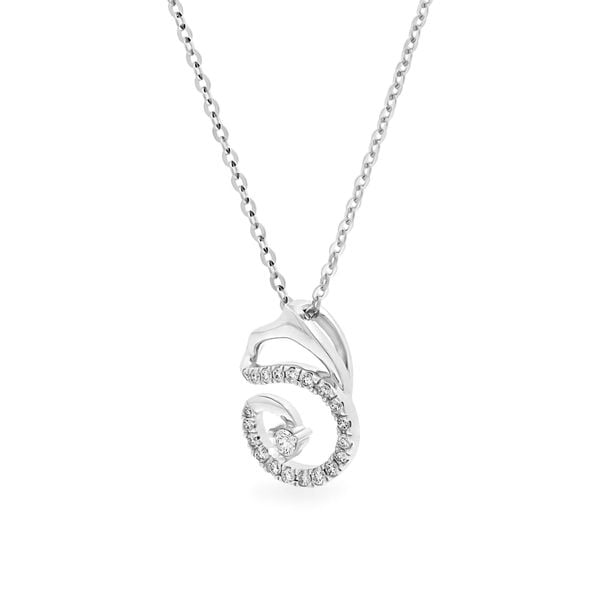 Dây liền mặt vàng trắng 14K gắn kim cương DOJI ALPR600102F2DA1