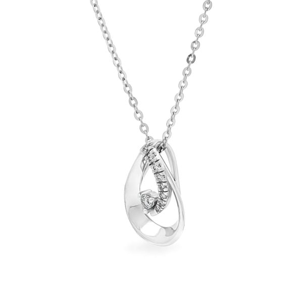Dây liền mặt vàng trắng 14K gắn kim cương DOJI ALPR600103F2DA1