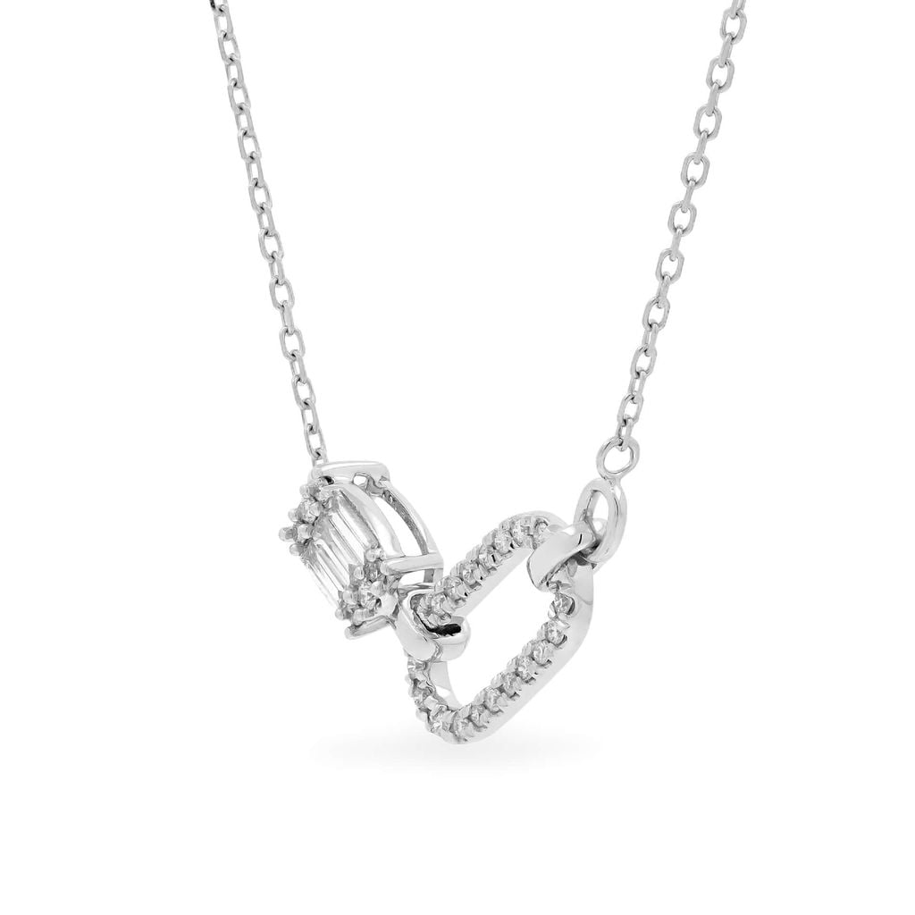 Dây liền mặt vàng trắng 14K gắn kim cương DOJI ALPR700073F2DA1 