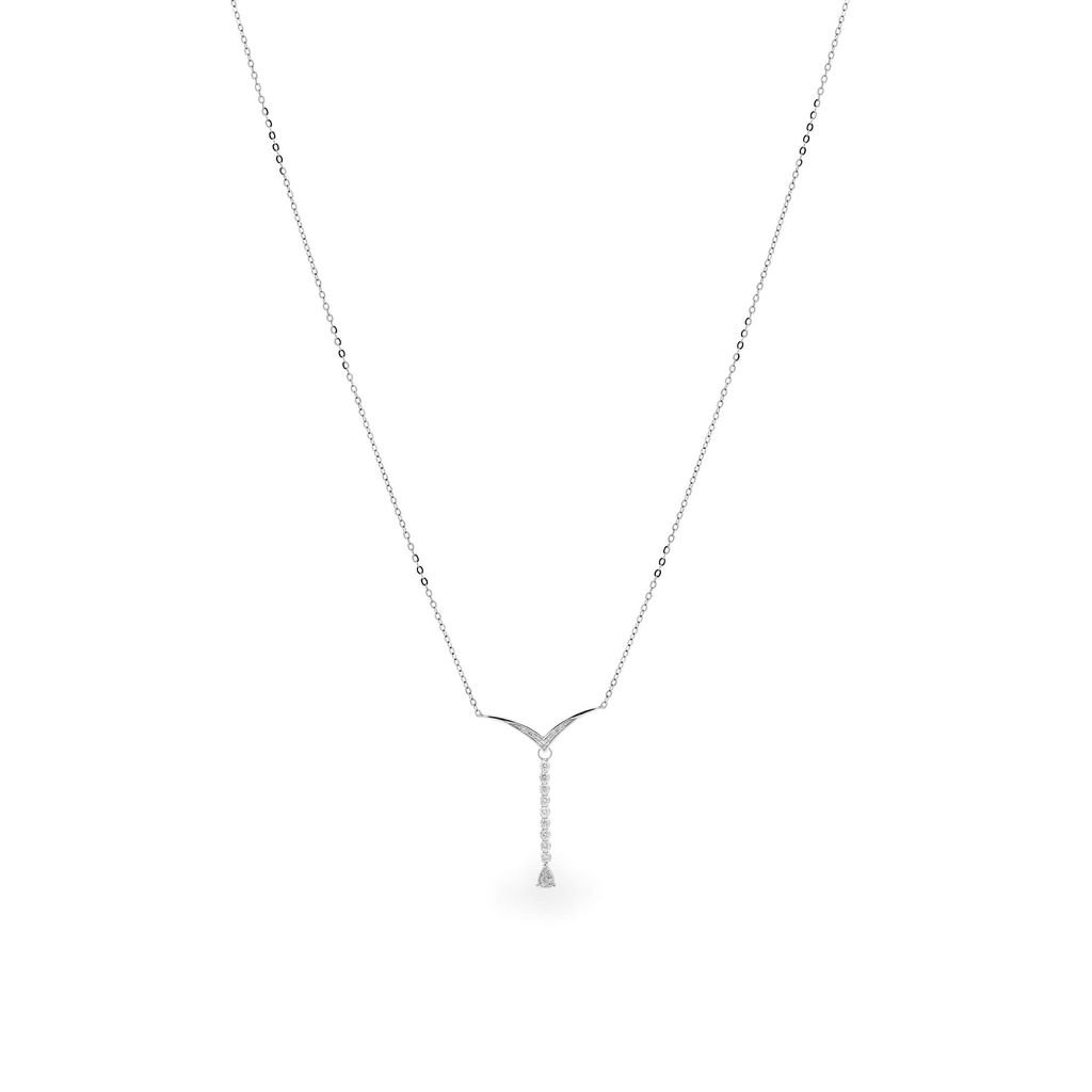 Dây liền mặt vàng trắng 14K gắn kim cương DOJI ALPR800010F2DA1 