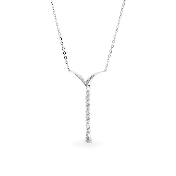 Dây liền mặt vàng trắng 14K gắn kim cương DOJI ALPR800010F2DA1