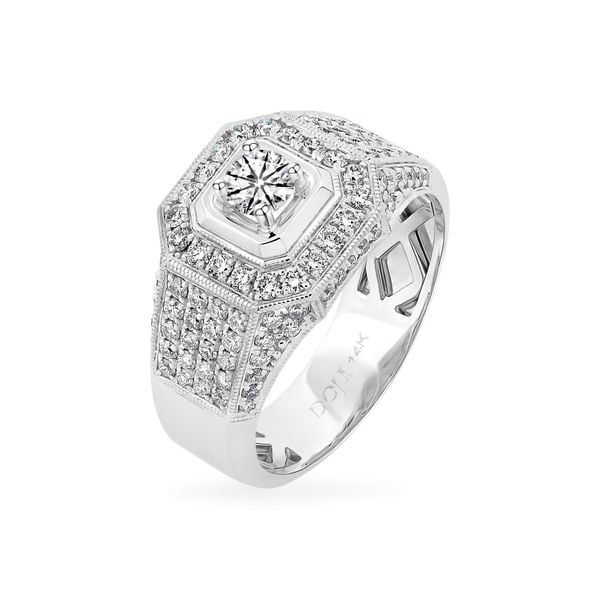 Nhẫn vàng trắng 14K gắn kim cương DOJI AMRB100011F2HA1