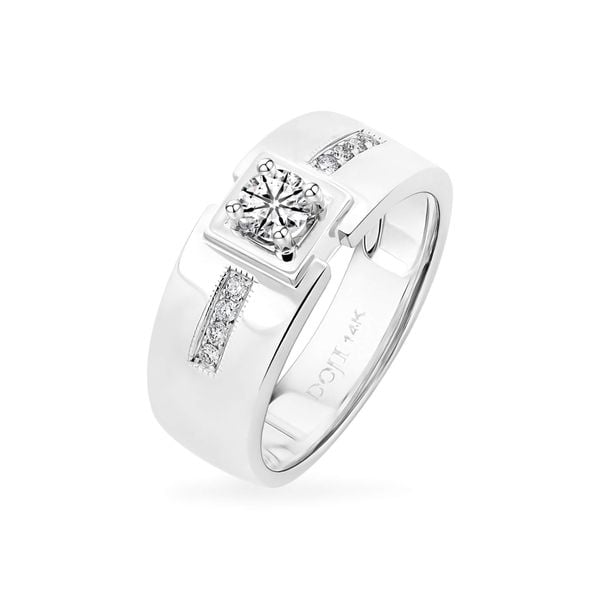 Nhẫn vàng trắng 14K gắn kim cương DOJI AMRB200015F2HA1