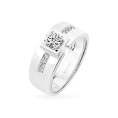 Nhẫn vàng trắng 14K gắn kim cương DOJI AMRB200015F2HA1
