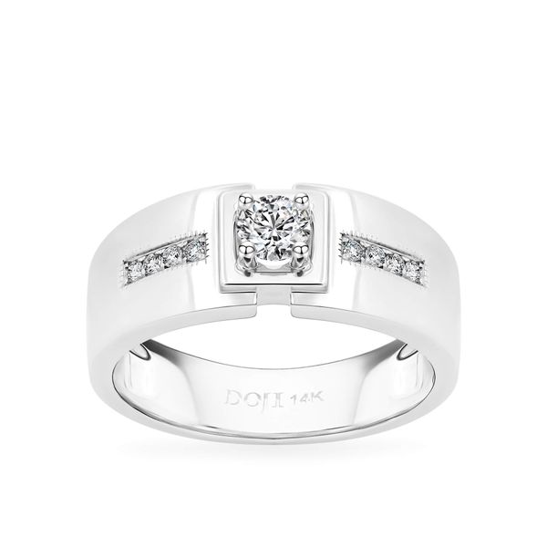 Nhẫn vàng trắng 14K gắn kim cương DOJI AMRB200015F2HA1