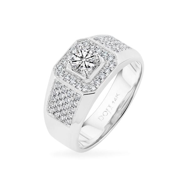 Nhẫn vàng trắng 14K gắn kim cương DOJI AMRB300005F2HA1