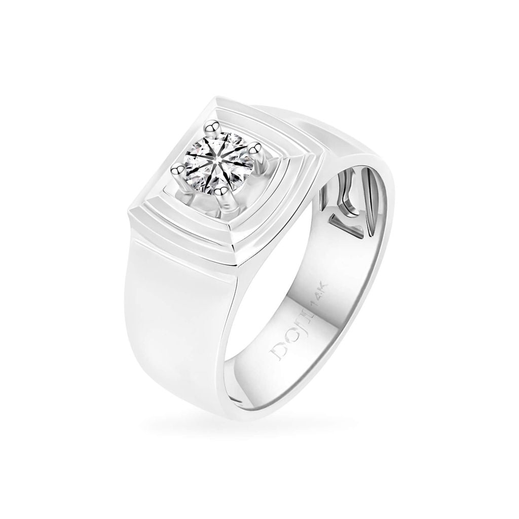 Nhẫn vàng trắng 14K gắn kim cương DOJI AMRB300063F2HA1 