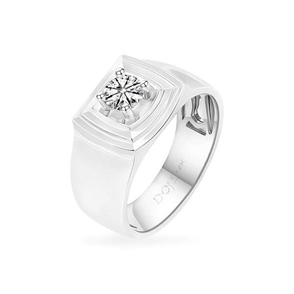 Nhẫn vàng trắng 14K gắn kim cương DOJI AMRB300063F2HA1