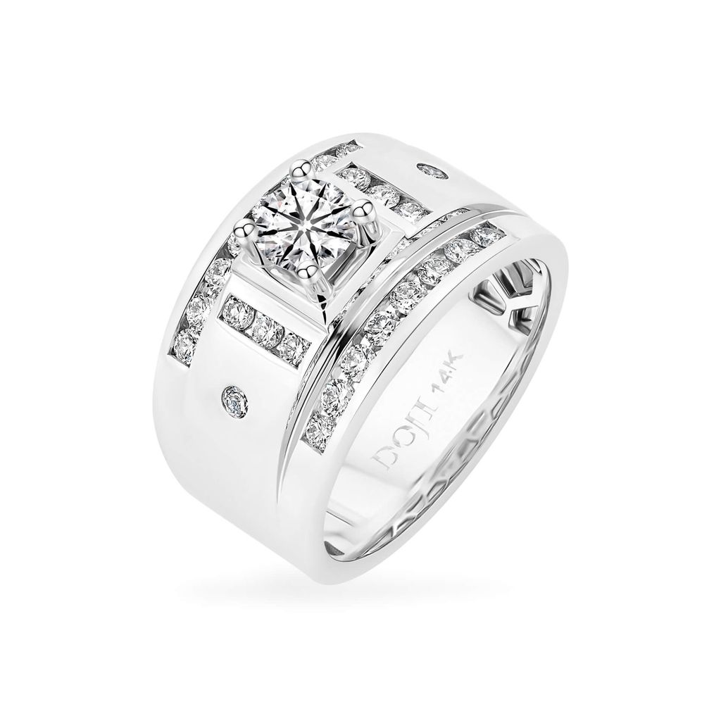 Nhẫn vàng trắng 14K gắn kim cương DOJI AMRB400048F2HA1 