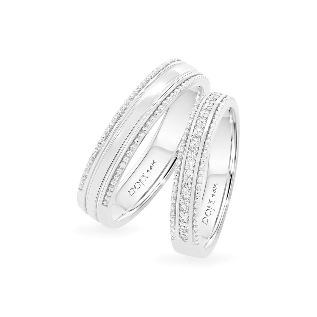 Nhẫn cưới 14K DOJI AWMG011560F2KK1 - AWFG011560F2ML1 