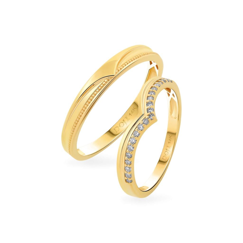 Nhẫn cưới 14K DOJI AWMG111935F1KK1 - AWFG111935F1ML1 