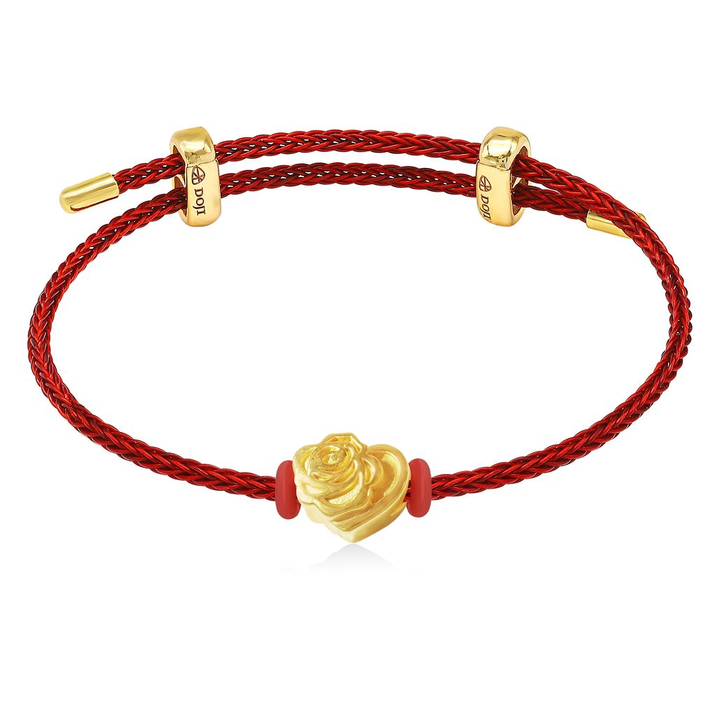 Vòng charm trái tim hoa hồng vàng 24K DOJI BCB5001700A1XX1 
