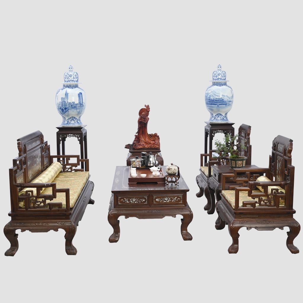 Bộ salon Tứ Quý Chạm - Gỗ Paorosa - 1305