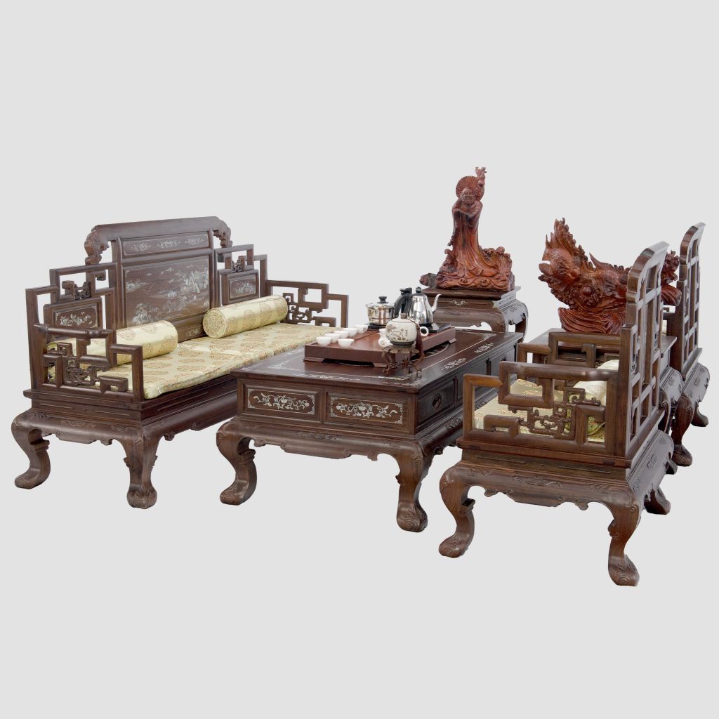 Bộ salon Tứ Quý Cẩn Ốc - Gỗ Chiêu Liêu- 1305