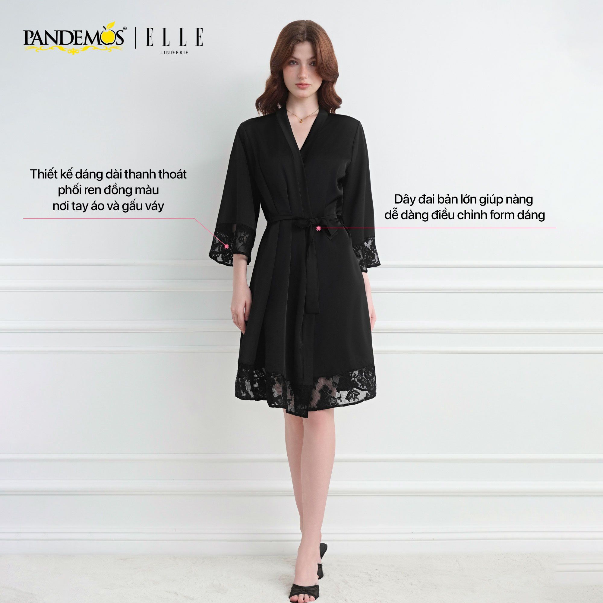  Kimono ren cao cấp ELLE Pandemos sang trọng, chất liệu mềm mại LN2506 