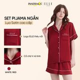 Đồ ngủ nữ tay ngắn ELLE Pandemos lụa trơn cao cấp LD2509 