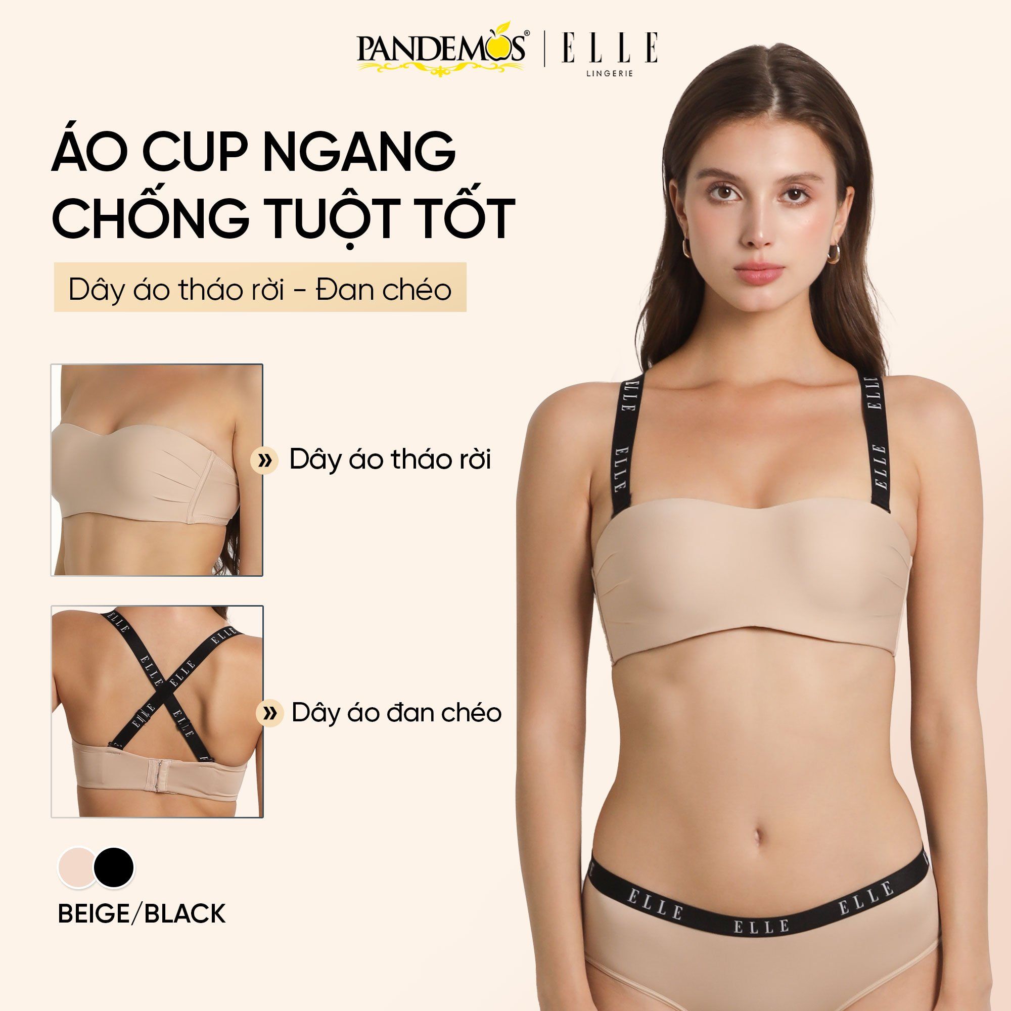  Áo ngực ELLE Pandemos cup ngang có gọng nâng ngực cao cấp LB8598 