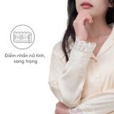  Bộ đồ ngủ nữ ELLE LD2601 phối ren dài tay 