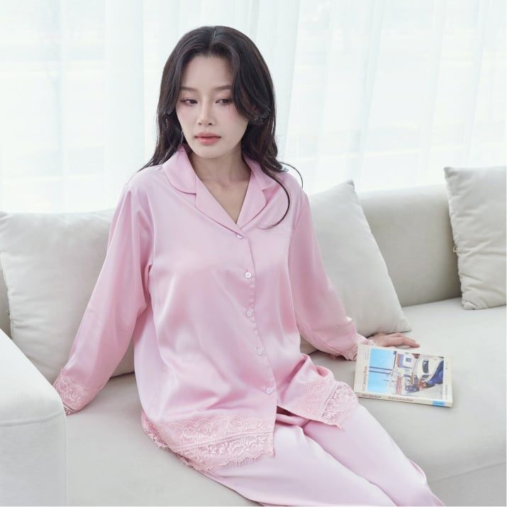 Bộ đồ ngủ nữ ELLE LD2601 phối ren dài tay 