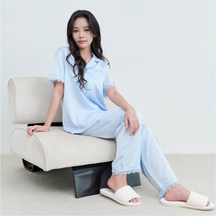  Bộ đồ ngủ nữ ELLE LD2602 tay ngắn phối ren 