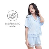  Bộ đồ ngủ nữ ELLE LD2603 tay ngắn quần short phối ren 