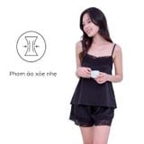  Bộ đồ ngủ nữ ELLE LD2604 hai dây quần short phối ren 