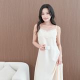 Đầm ngủ nữ ELLE LN2605 hai dây dáng dài phối ren 
