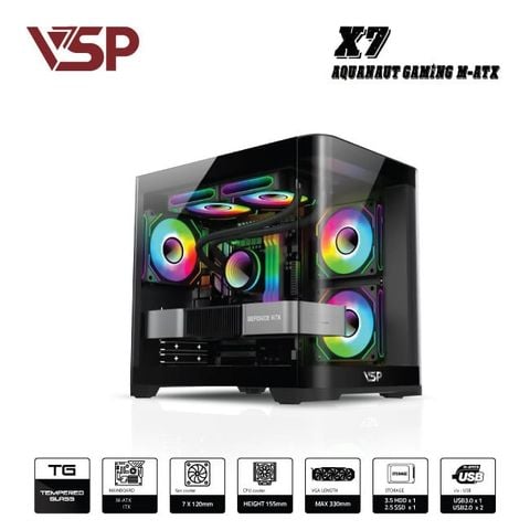 Vỏ case VSP Aquanaut Pro Gaming M-ATX X7