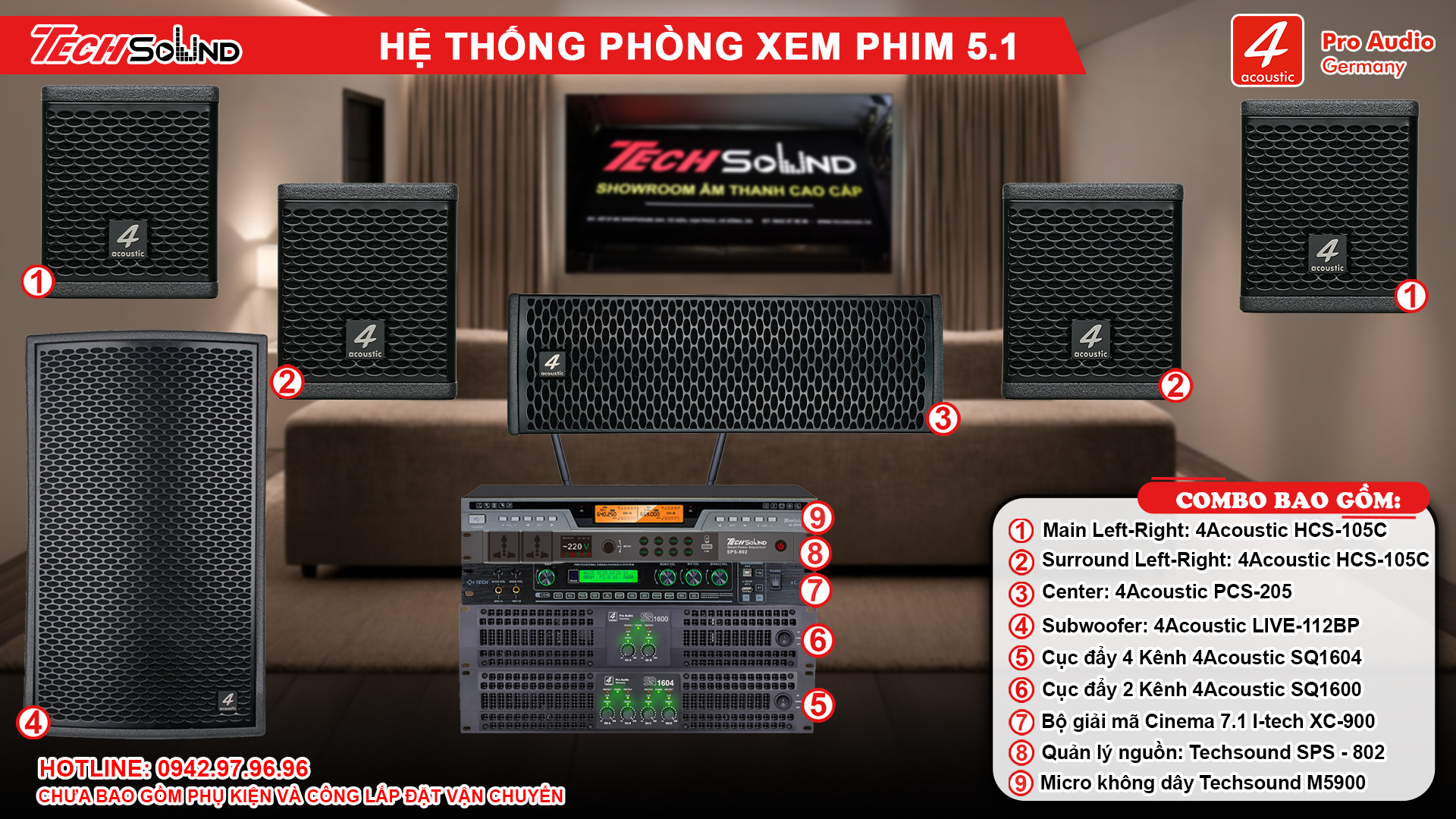 Cấu hình Hệ thống âm thanh 4Acoustic Xem Phim 5.1