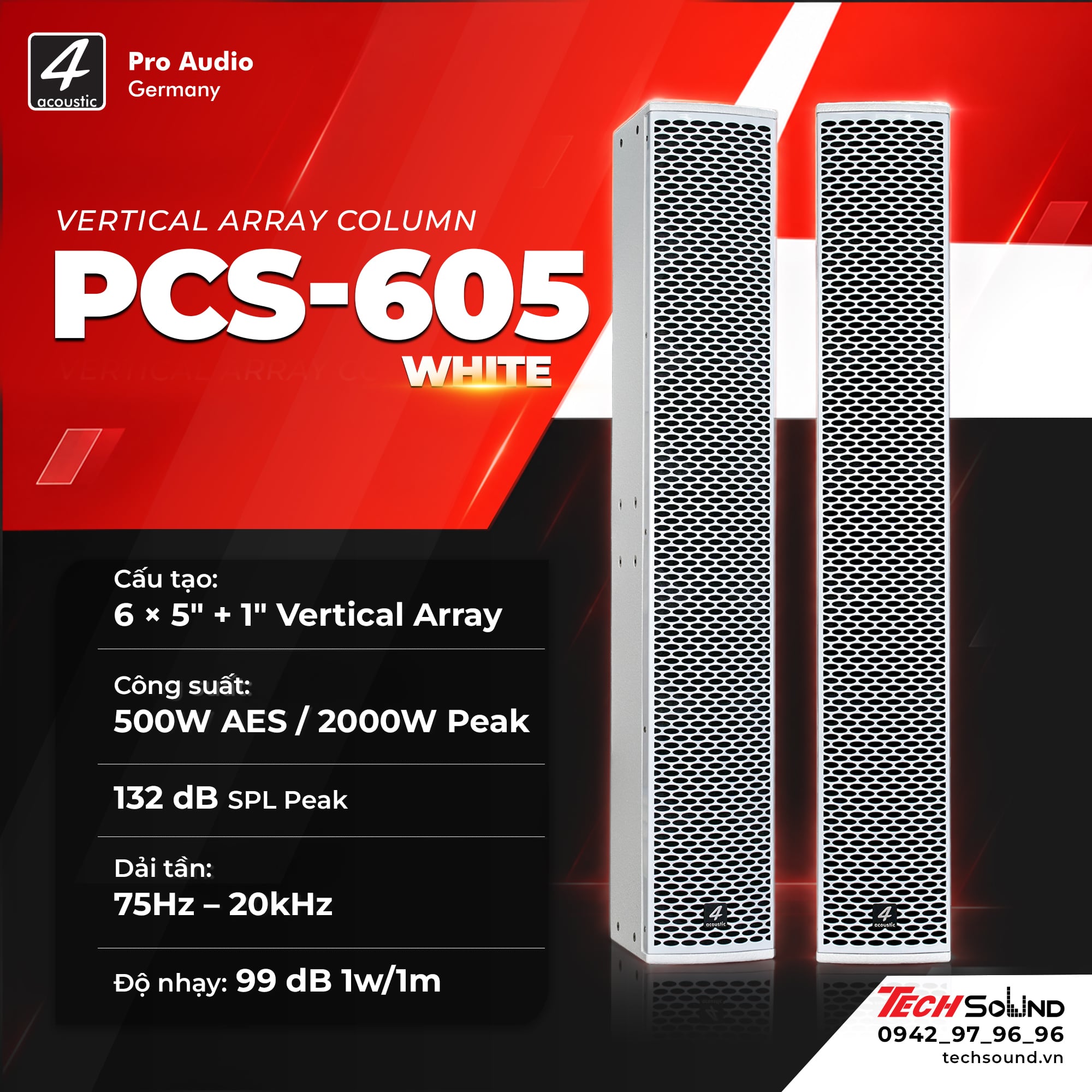 Loa Cột column 4Acoustic PCS 605 White