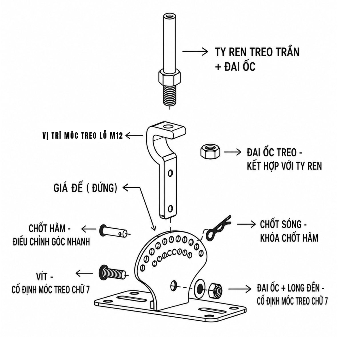 Giá Treo Loa Bắt ty Zen thả trần STG B04V