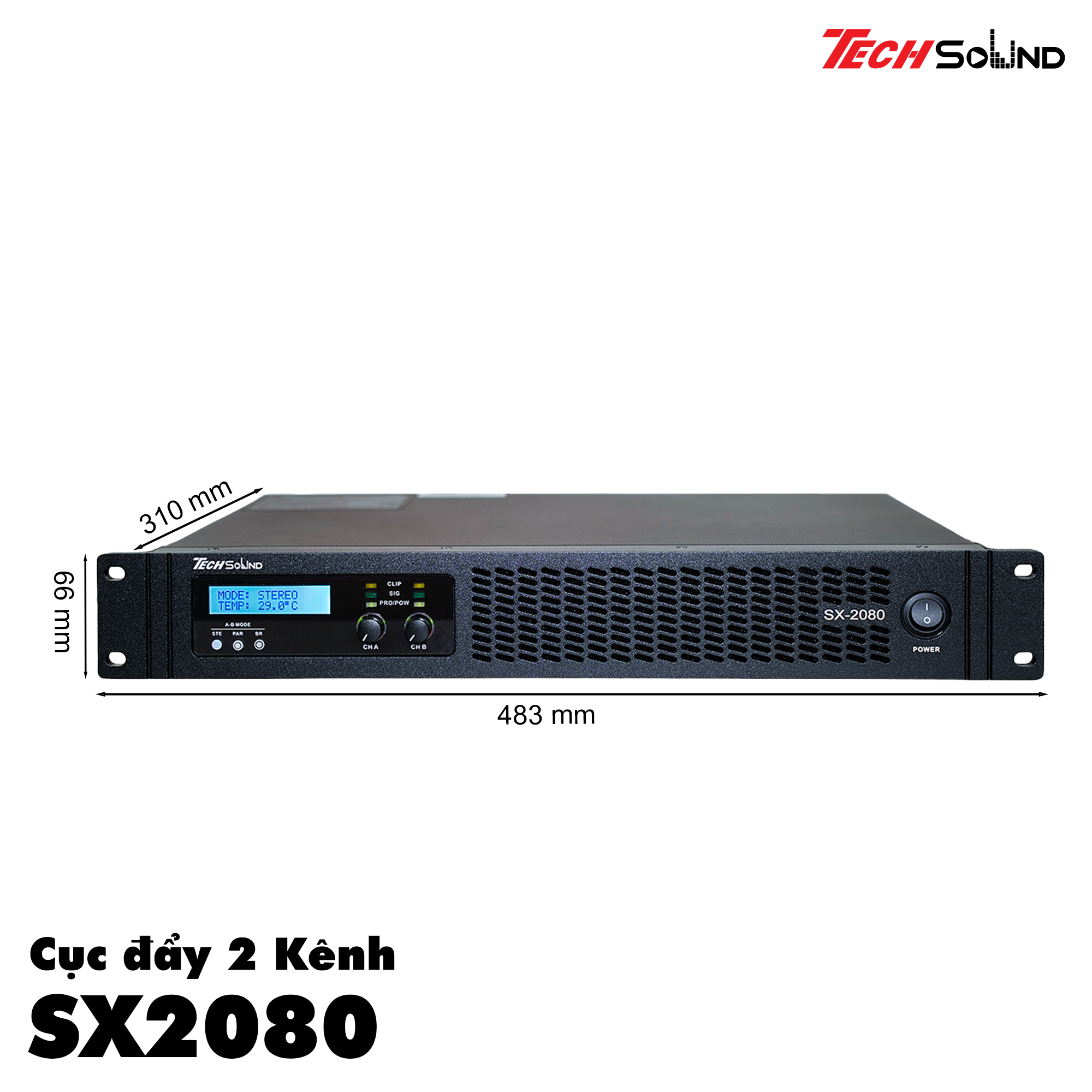 Cục đẩy 2 kênh ClassD Techsound SX2080