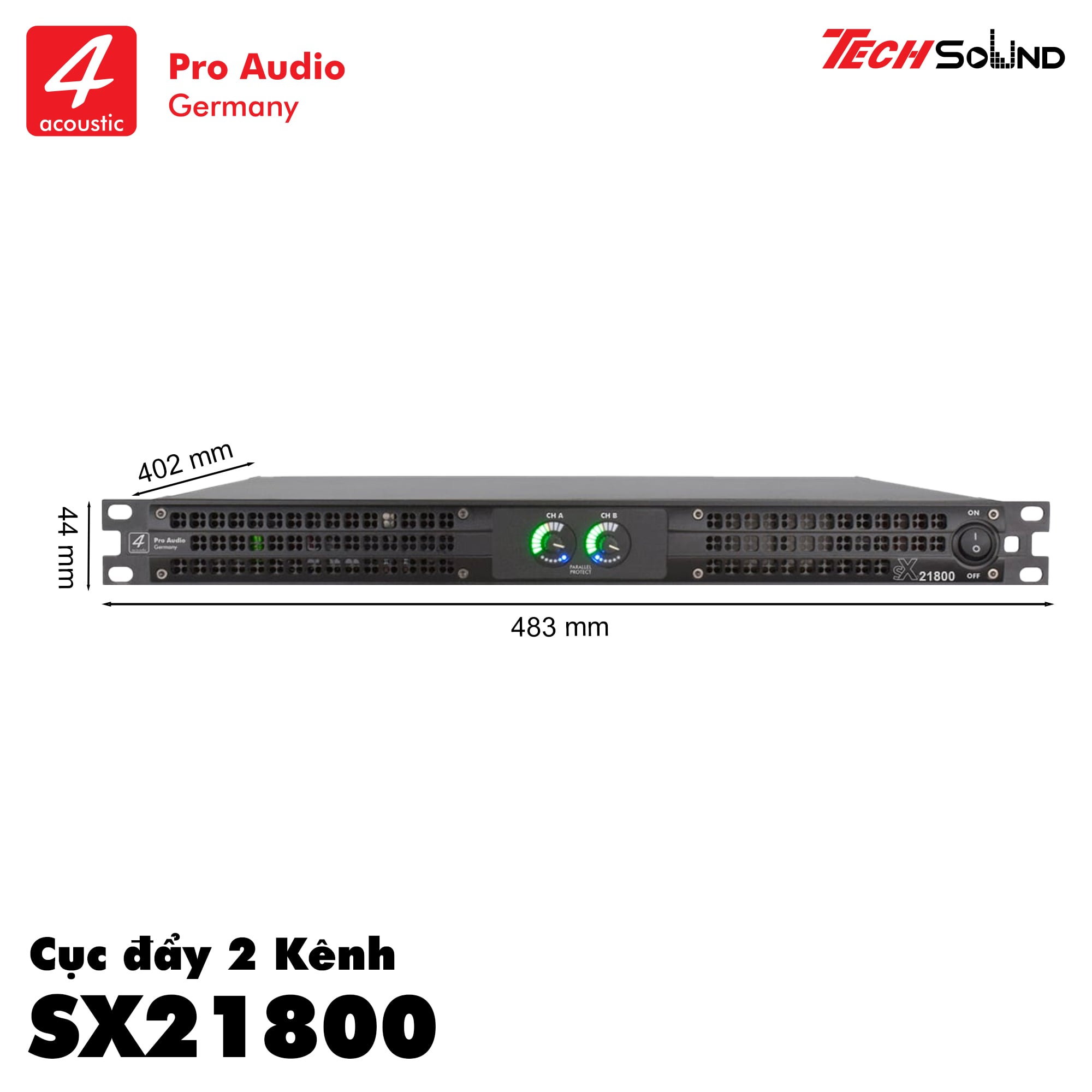 Cục đẩy 1U 4Acoustic SX21800 (2 Kênh)