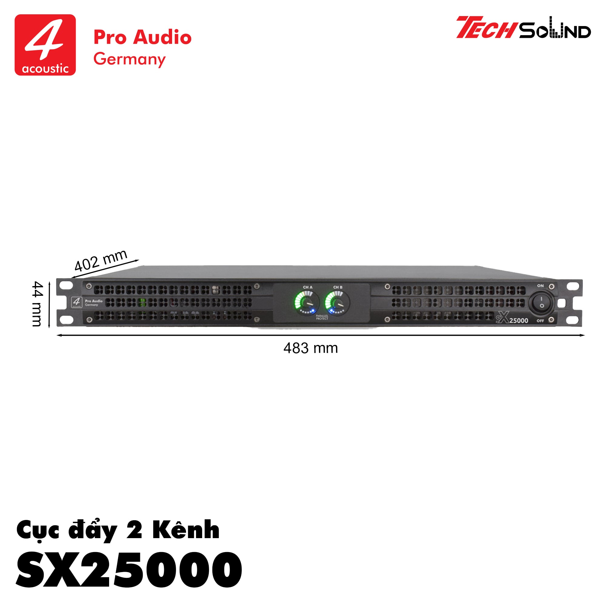 Cục Đẩy 1U 4Acoustic SX25000 (2 Kênh)
