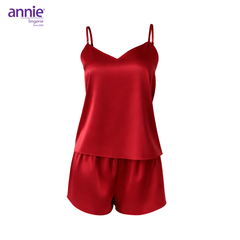 Bộ Đồ Ngủ Nữ Lụa Satin Cổ Tim annie AL 6046 Hai Dây Mặc Nhà Cao Cấp, Mềm Mại Bóng Mịn, Thoáng Mát Sang Trọng