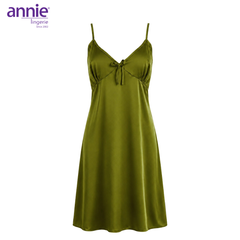Váy Ngủ Nữ Lụa Satin Hai Dây annie AN 6055 Cổ Tim Cao Cấp, Mềm Mại Bóng Mịn, Thoáng Mát Sang Trọng