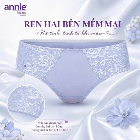 Quần lót nữ không viền sau annie QE 2178 không vết hằn, co giãn 4 chiều, lưng thấp có ren, thoáng mát cả ngày