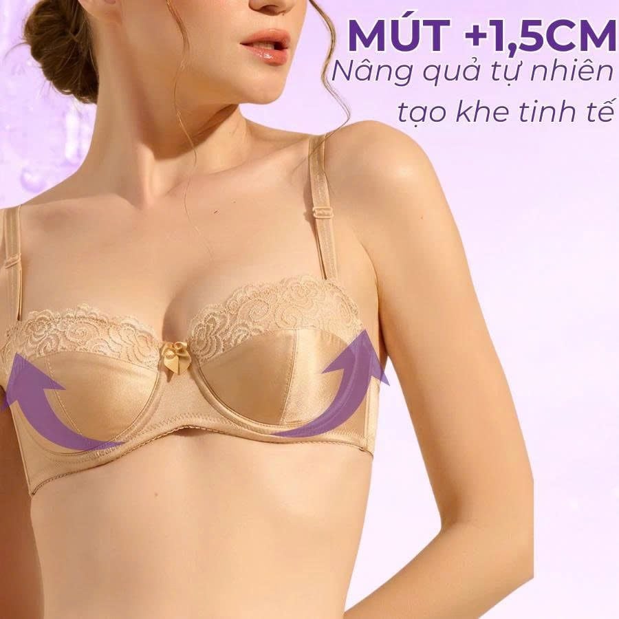 Áo ngực cúp ngang mút mỏng siêu nhẹ annie BRA8150 phối ren, có chỗ lắp thêm mút nâng ngực gợi cảm, ôm ngực không hở ngực