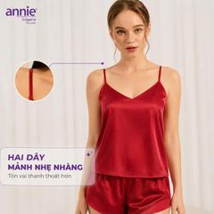 Bộ Đồ Ngủ Nữ Lụa Satin Cổ Tim annie AL 6046 Hai Dây Mặc Nhà Cao Cấp, Mềm Mại Bóng Mịn, Thoáng Mát Sang Trọng