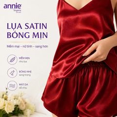 Bộ Đồ Ngủ Nữ Lụa Satin Cổ Tim annie AL 6046 Hai Dây Mặc Nhà Cao Cấp, Mềm Mại Bóng Mịn, Thoáng Mát Sang Trọng