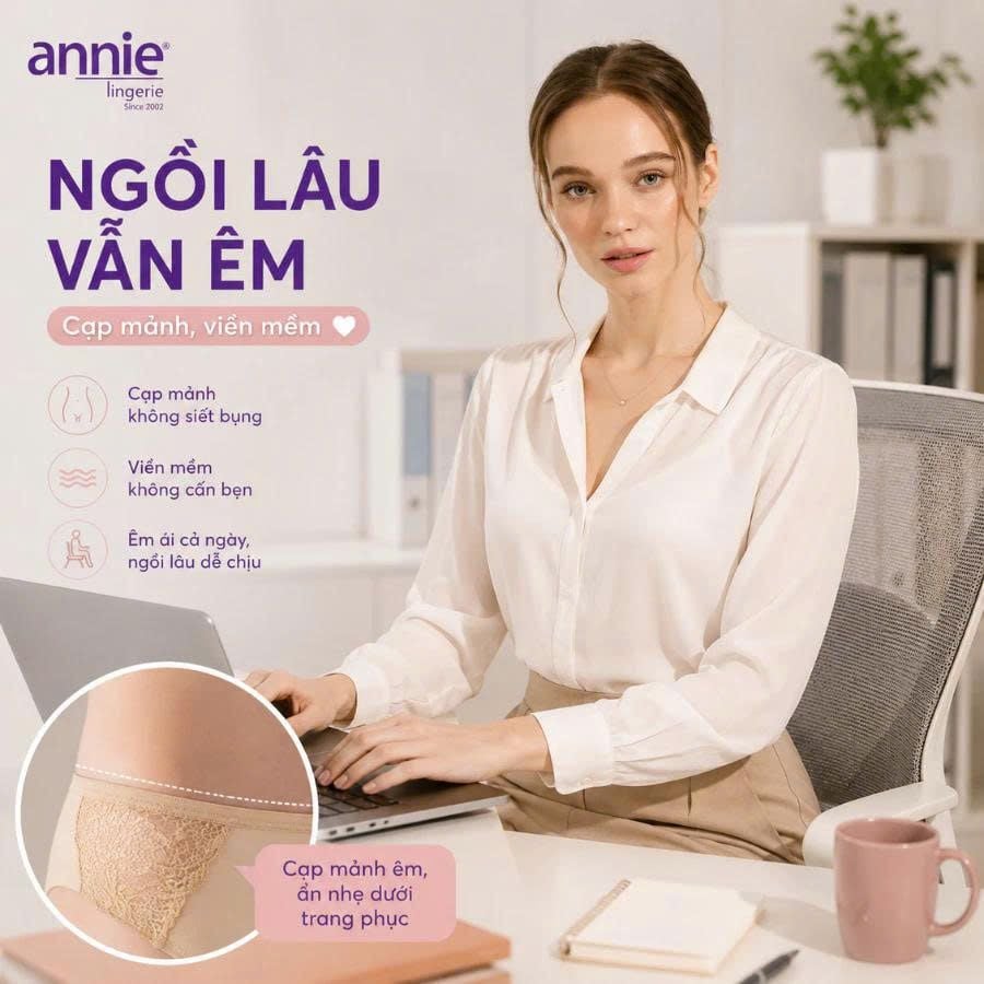 Quần lót nữ cao cấp không viền annie QE 2179 không vết hằn, co giãn 4 chiều, lưng trungmặc thoải mái, thoáng mát cả ngày
