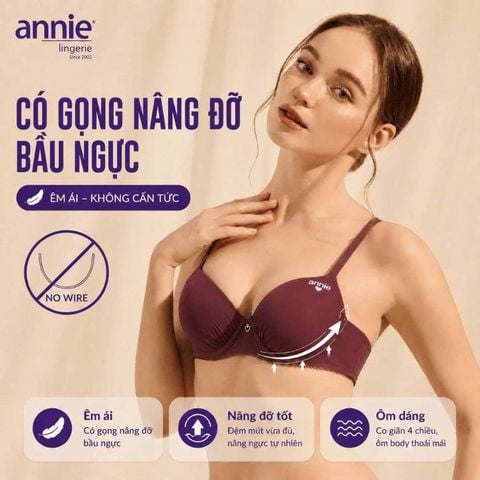 Áo Ngực Nữ annie Bra 8553 Đệm Vừa Quả Nhỏ, Co Giãn Thoải Mái, Nâng Nhẹ